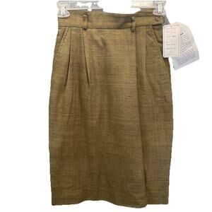Vintage 80-90s Carlisle 100% Silk Pencil Skirt "Moss" Green Sz 4 New Old Stock